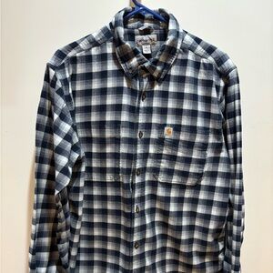 Carhartt Men's Navy and White Checkered Shirt